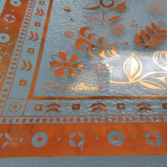 Vintage Georges Briard 22K Gold glass Tray Persian Garden pattern 9 3/4" - Picture 7 of 11